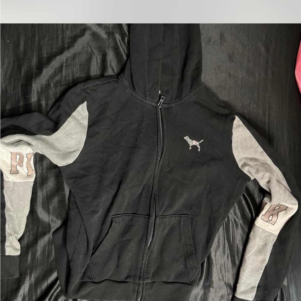 Victoria's Secret Black and Gray Hoodie Jacket